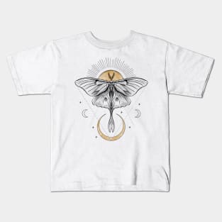 Luna moth moon and sun Kids T-Shirt